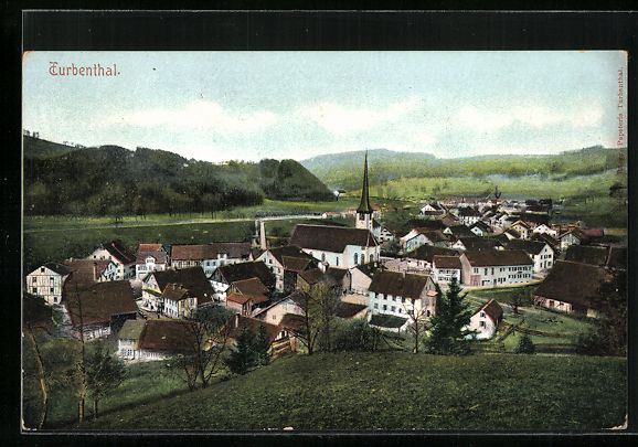 Cartoline postali: AK Turbenthal, Ortsansicht mit Kirche – Usato da Berlin venduto da bartko-reher