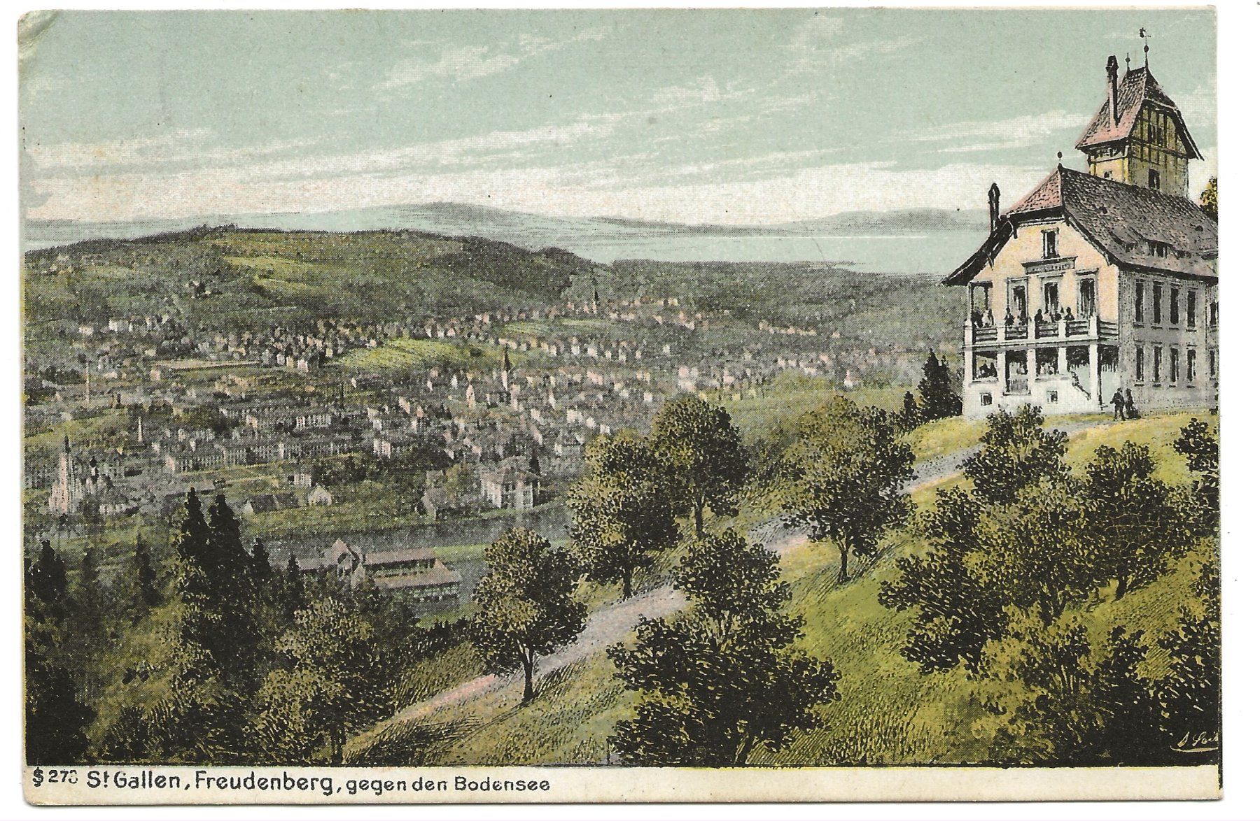 Ansichtskarten: St. Gallen - St. Georgen - Restaurant Freudenberg - 1911 – Gebraucht aus Engelburg von Cartophil