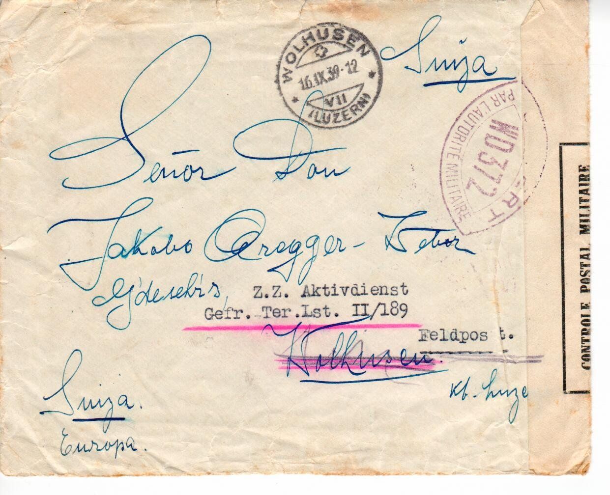 Tutti i francobolli: Brief, Ecuador 1939 Zensur - Feldpost – Usato da Wolhusen venduto da Curver9 1