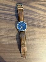 Fossil Navy Blue & Leather Uhr