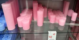 042 Posten Raureif Kerzen rosa aus Liquidation