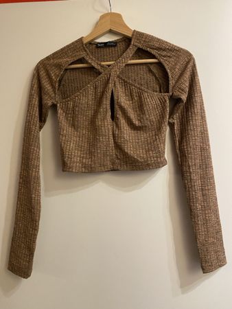 Pull & Bear Croptop côtelé marron - taille S