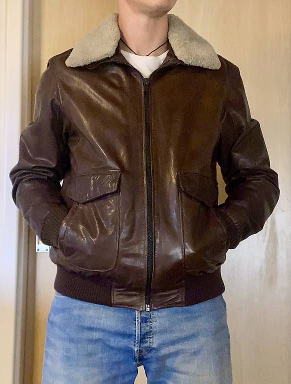 Giacche: Echt Lederjacke mit Schaffellkragen Fliegerjacke – Usato da Schliern b. Köniz venduto da tilli