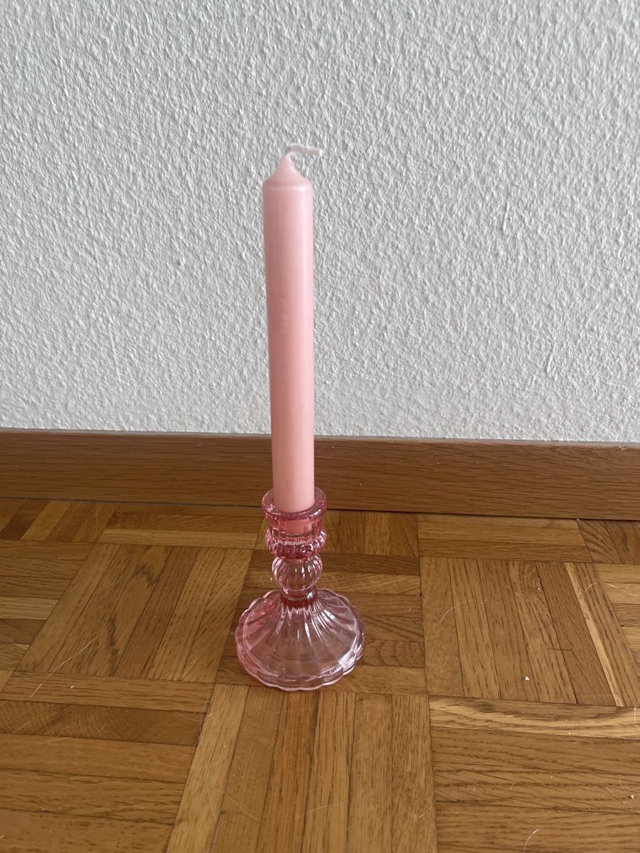 Kerzenständer: Kerzenständer aus Glas, Rosa, inkl. Kerze – Gebraucht aus Neuenhof von UrbanBags