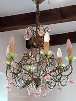 Muranoglas Kronleuchter mit Glasblumen und Tropfen
