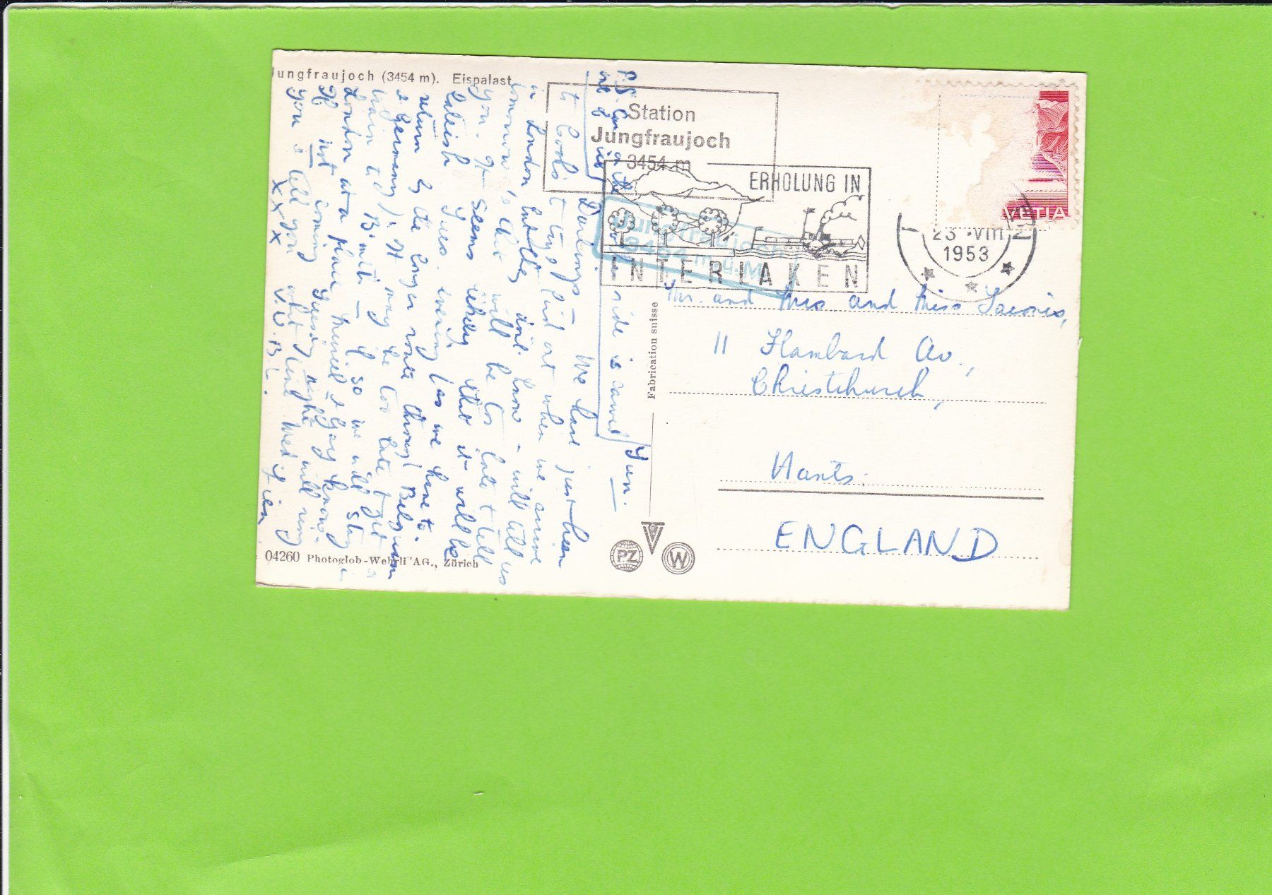 Cartoline postali: Jungfraujoch-Eispalast – Usato da St. Peterzell venduto da neckertal 1