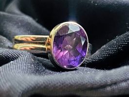 Schöner 925 Silber Ring mit facettiertem Amethyst