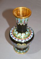 Wunderbare Cloisonnévase Kirschblüten/Vögel auf blauem Band