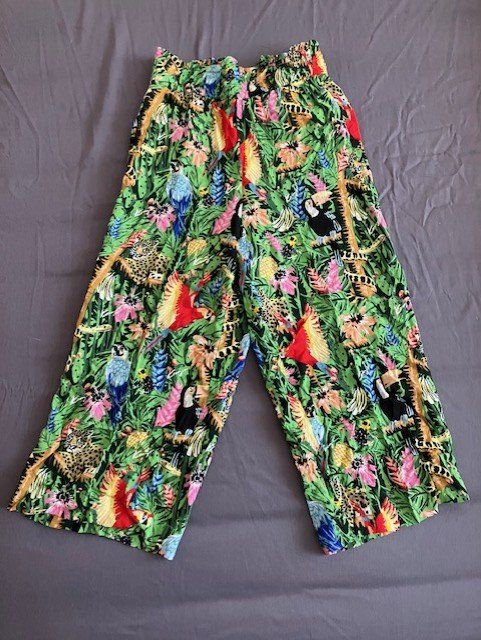 Pantalon large fluide imprimé léopard Marron