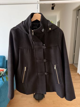 Zara Damen kurzer Wollmantel Gr. M schwarz mit Kapuze