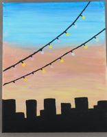Acryl Gemälde Stadt Silhouette