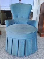 Fauteuil bleu velours vintage crapaud  