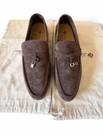 Loro Piana Summer Charms Walk Suede Chocolate Loafers