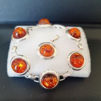 Bernstein Armband & Anhänger 835 & 925 Silber Vintage Set