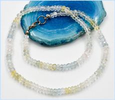 ♛ Mehrfarbige Beryll Morganit Edelstein Kette ca. 46cm