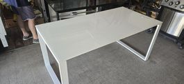 Bürotisch weiss Glasplatte 160x80 cm Höhe 75 cm gebraucht