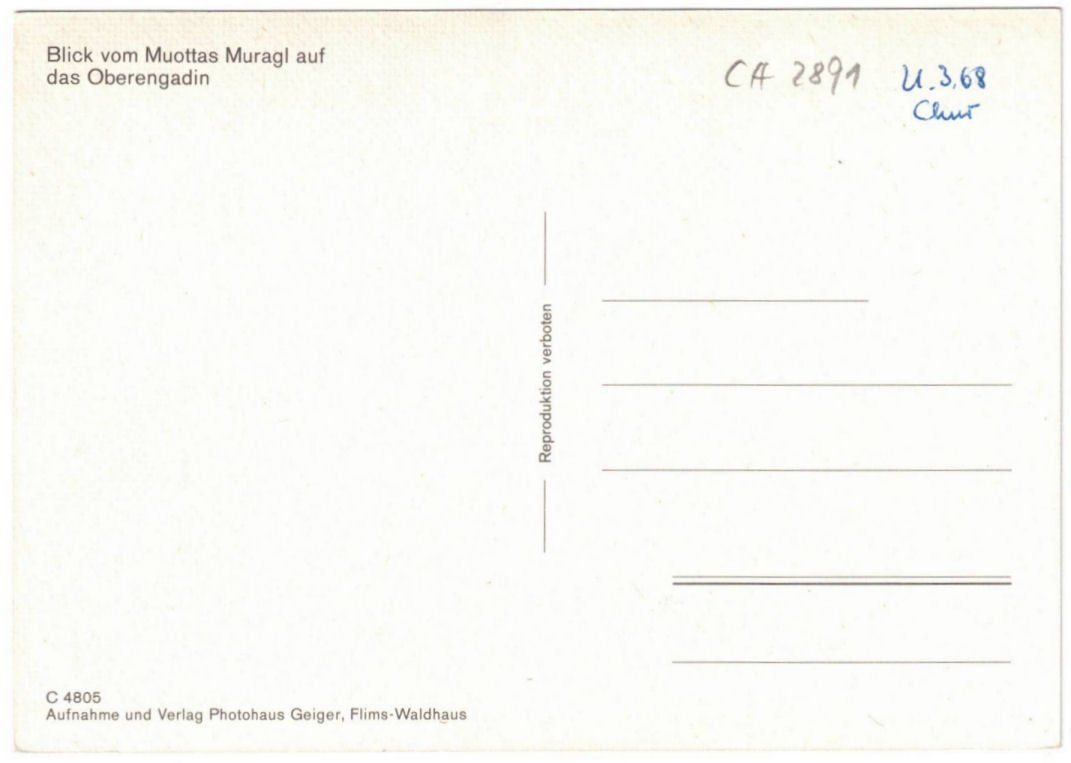 Cartoline postali: St. Moritz - Standseilbahn Muottas Muragl – Usato da Binningen venduto da Mountainrider 1