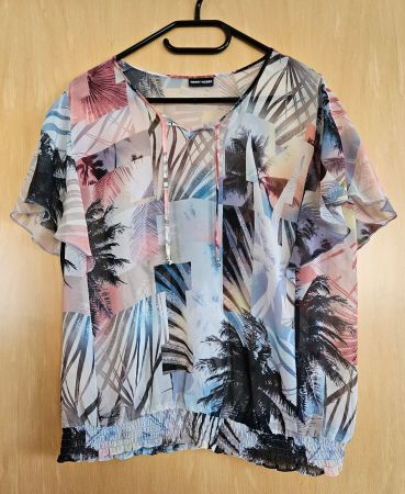 Sommerliche Bluse Palmenprint mit Tuch Gr. M
