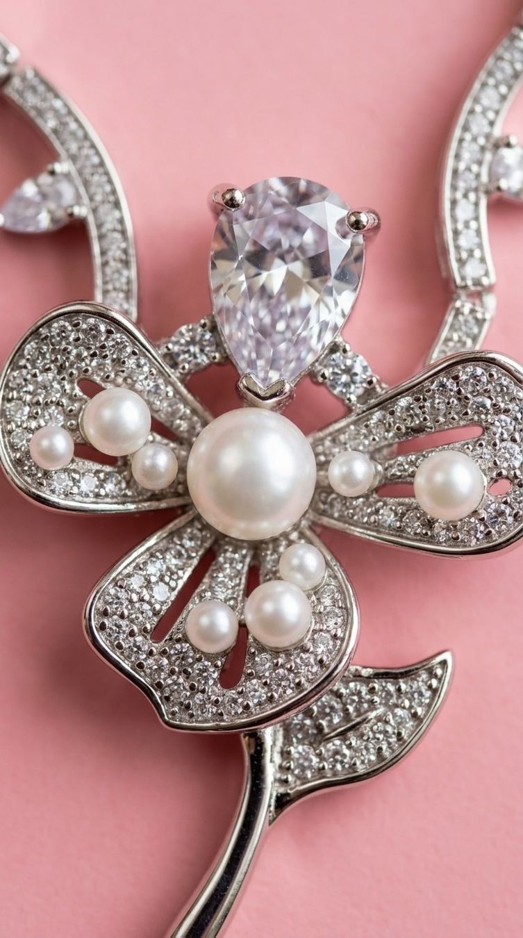 Colliers: Collier et Broche Fleur Couture – Neuf avec emballage d'origine à St-Maurice par Sandrinette123 3