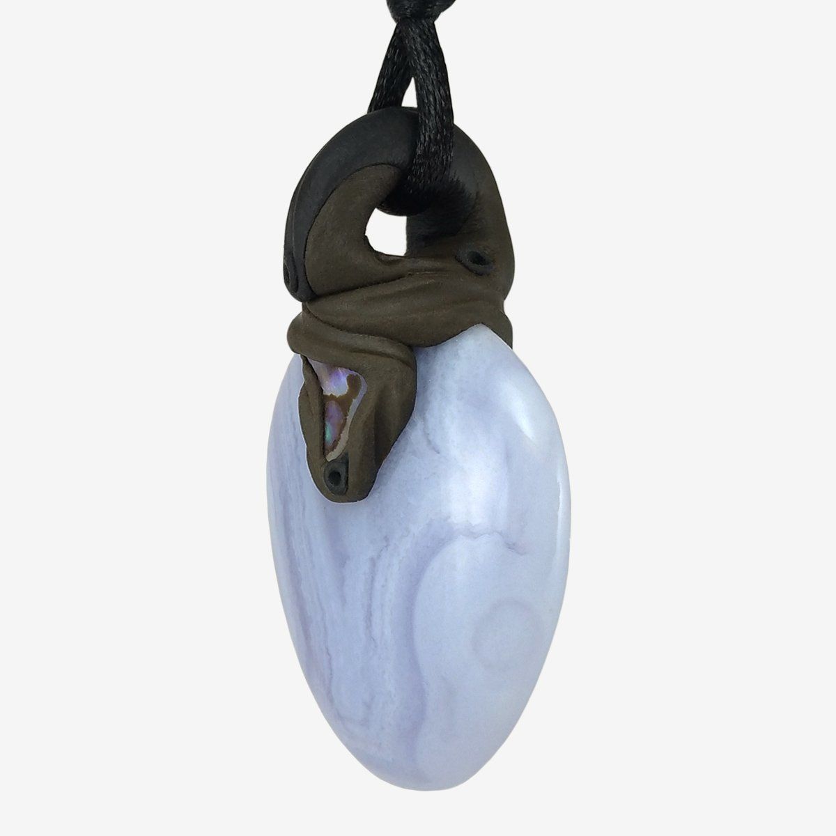 Minerali & Pietre curative: Chalcedon Steinanhänger mit Abalone Perlmutt – Nuovo e nell'imballaggio originale da Meilen venduto da BYRD-Design 1