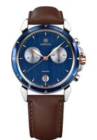 🇨🇭 Jowissa LeWy 6 Chronograph Herrenuhr Blau Leder NEU