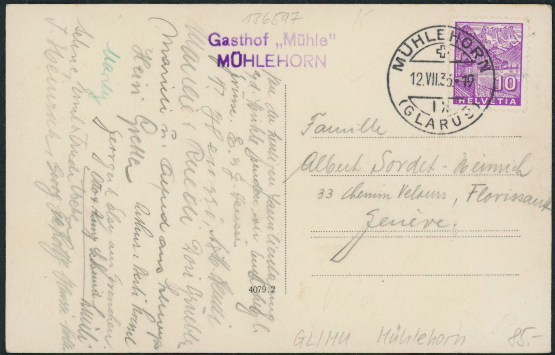 Cartes postales: GL Mühlehorn – D'occasion à Schindellegi par dolpitz 1
