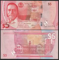Belize 5 Dollars UNC 2025