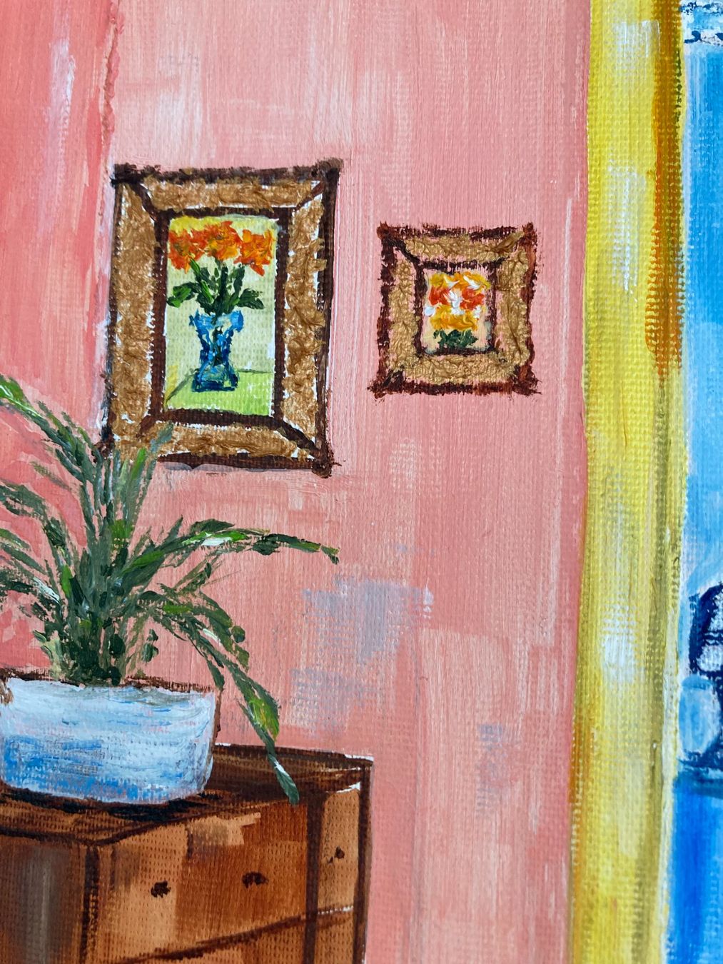 Dipinti: Gemälde, Öl auf Leinwand, Wohnzimmer Interieur, Kunst – Nuovo (secondo la descrizione) da Cham venduto da Felha 7