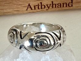Silberring 925  Bandring tribal Spiralen massiv 12g Unikat