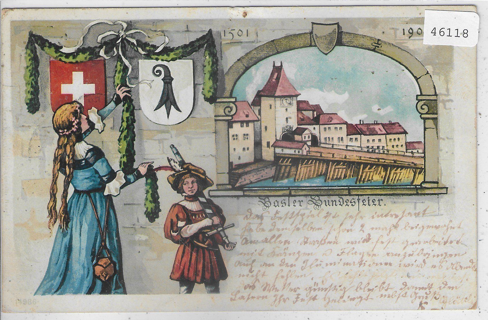 Ansichtskarten: Basler Bundesfeier - 1501-1901 – Gebraucht aus Ettingen von Kartenplanet