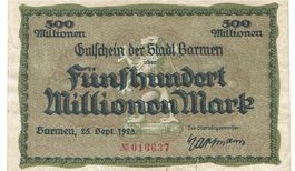 Barmen 500 Mil.Mark KN rot 25.09.1923 SS+-SS++