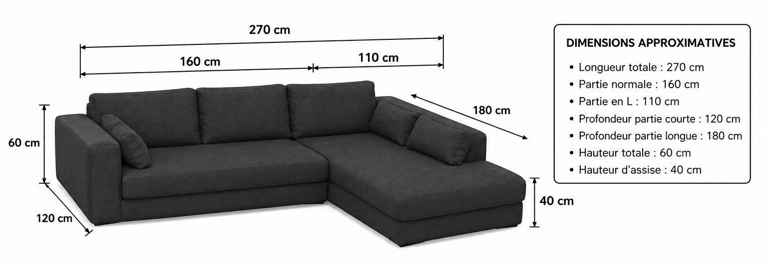 Divani: Canapé dangle gris anthracite 270 cm très confortable – Usato da Genève venduto da lol024 1