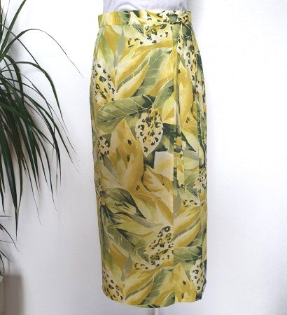 Jupe Midi SPENGLER – Imprimé Tropical Jaune & Vert– Gr. 36