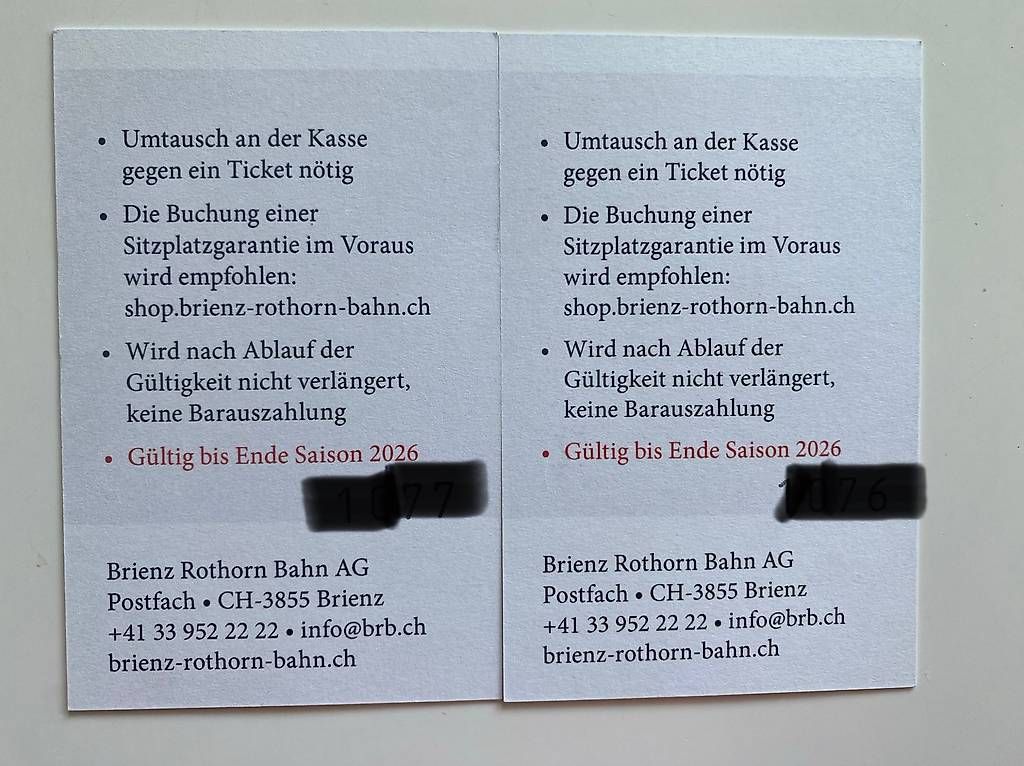 Biglietti: 2 Tickets auf das Brienzer Rothorn – Nuovo e nell'imballaggio originale da Bern venduto da Alexandra9 1