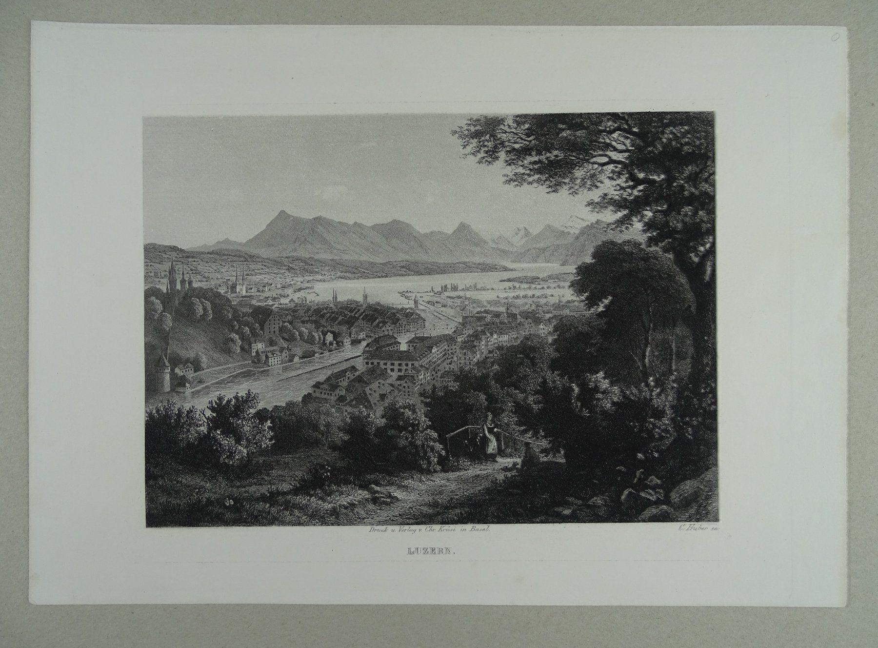 Stiche: LUZERN, STAHLSTICH 1865 – Gebraucht aus Grüningen von Kartensammler