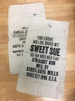 Seltene antike Leinen-Mehlsäcke "Sweet Sue" 2 Stk. Vintag...