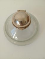 Antikes Schiffs Tintenfass aus Glas, vernickelt, um 1900