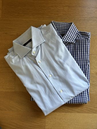 2 Windsor Hemden hellblau und blau-weiss karriert Gr. 40
