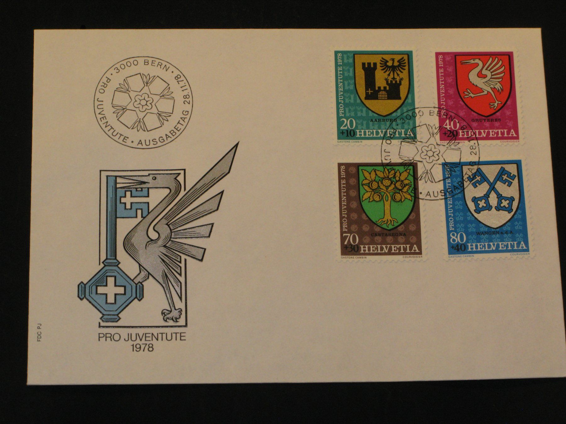 Tutti i francobolli: Pro Juventute FDC 1978 Nr. 265 - 268 Gemeindewappen – Usato da Riken AG venduto da HEROWE