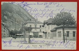 Fleurier 1903 - Place de la gare, mit Bahnpoststempel
