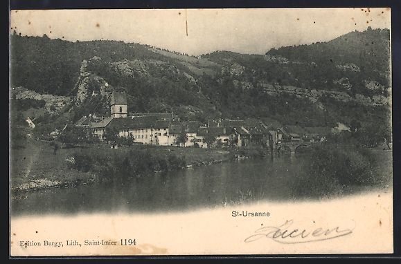 Cartoline postali: AK St-Ursanne, Teilansicht mit Kirche – Usato da Berlin venduto da bartko-reher