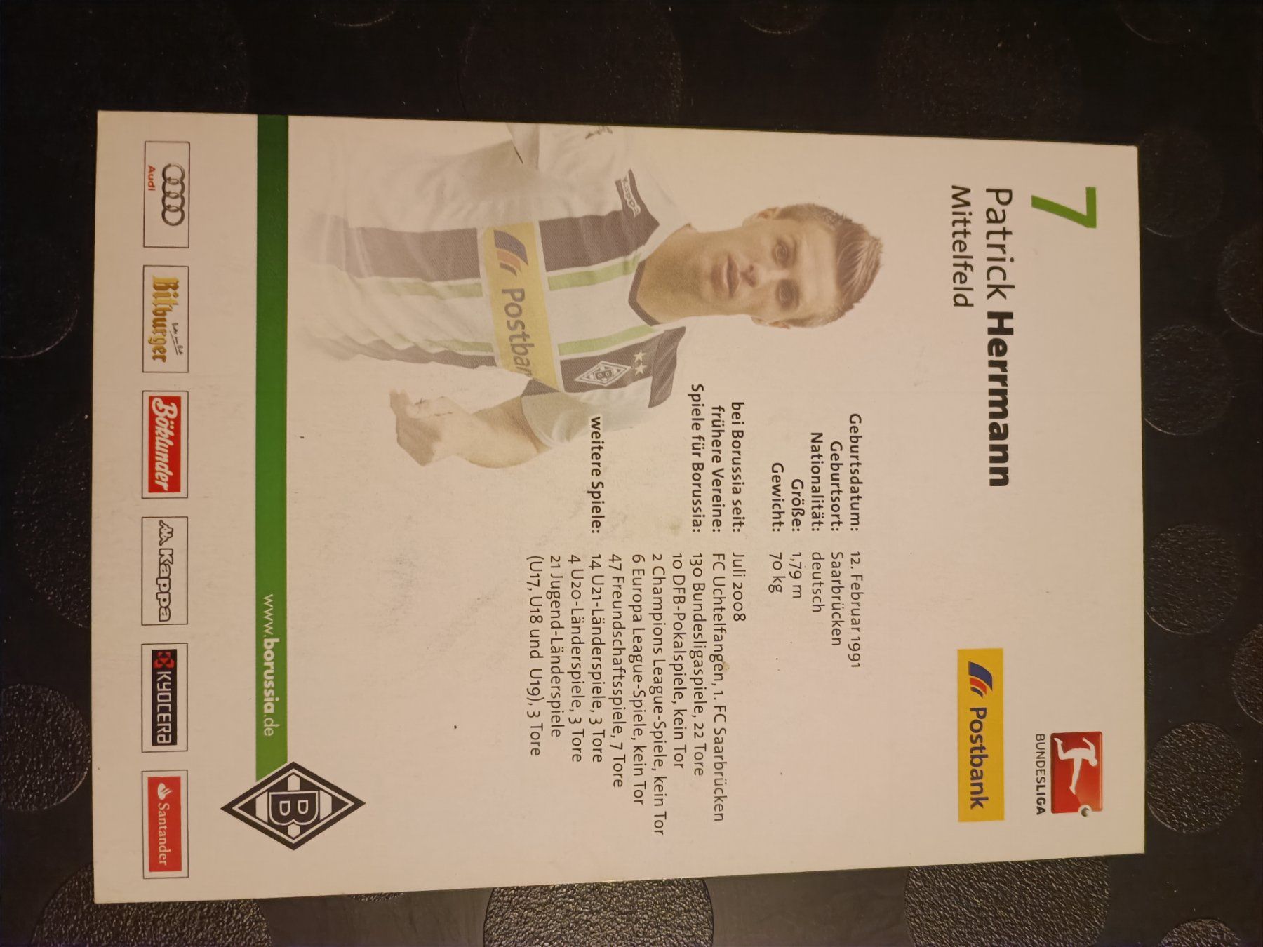 Autografi: Patrick Herrmann - handsigniert Borussia Mönchengladbach – Usato da Menziken venduto da Artographs 1