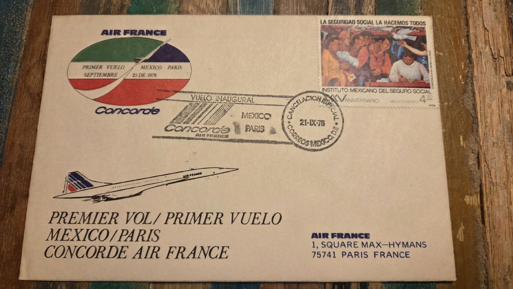 Tous les timbres: 1978 Concorde Erstflug Mexico -Paris – D'occasion à Arni AG par Moth68