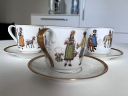 3 Espressotassen,handbemalt mit Schweizer Traditionskostümen