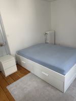 IKEA BRIMNES Bed + Lattenrost + Matratze + Bedside Table