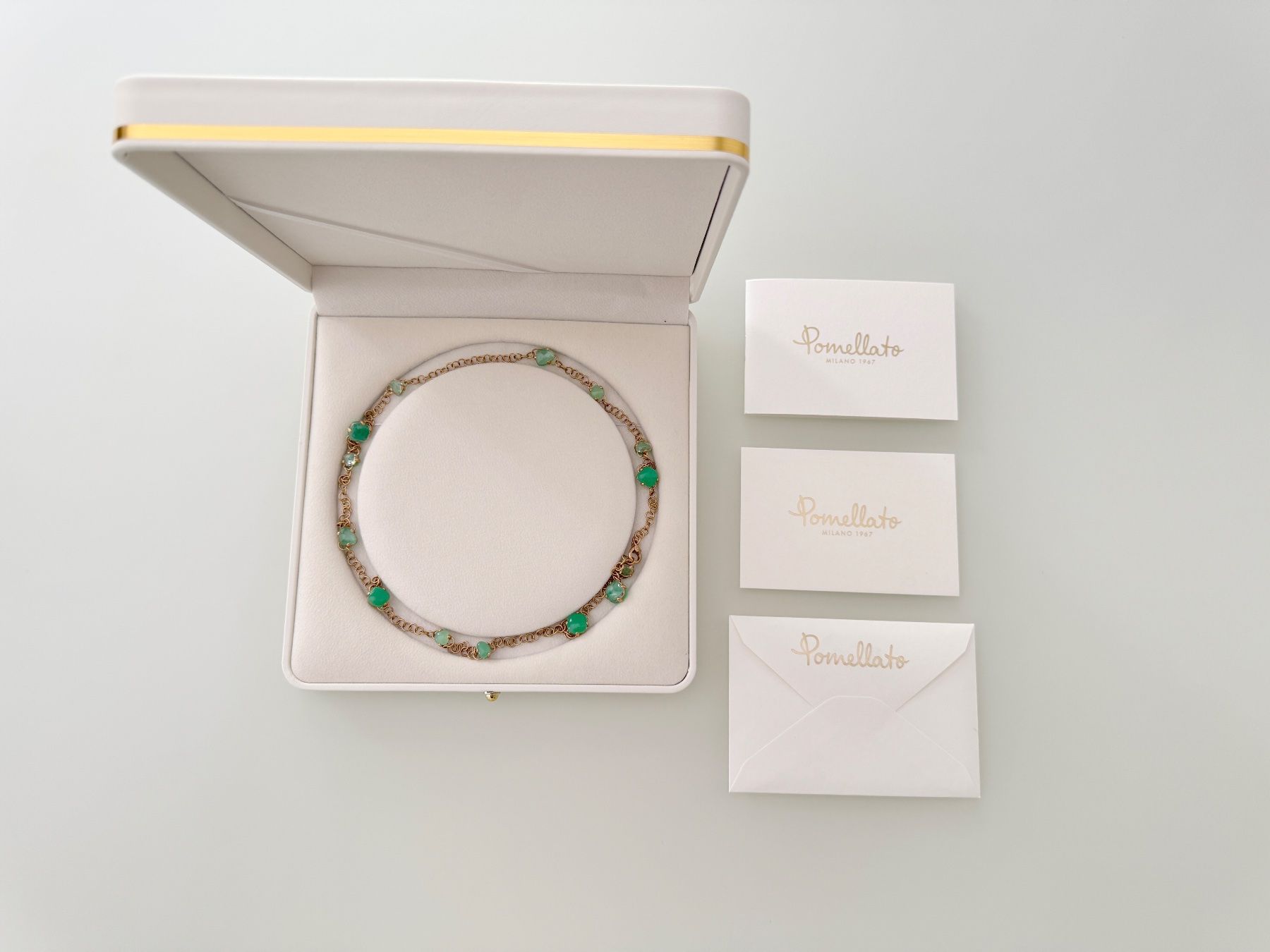 Pomellato Catenine: Long Collier Pomellato Capri en Or Rose Mat / Chrysoprases – Nuovo (secondo la descrizione) da Geneve venduto da iBest 2