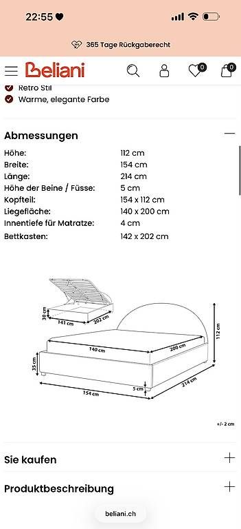 Betten: Bett mit Bettkasten 140x200 – Gebraucht aus Basel von Mawski 3