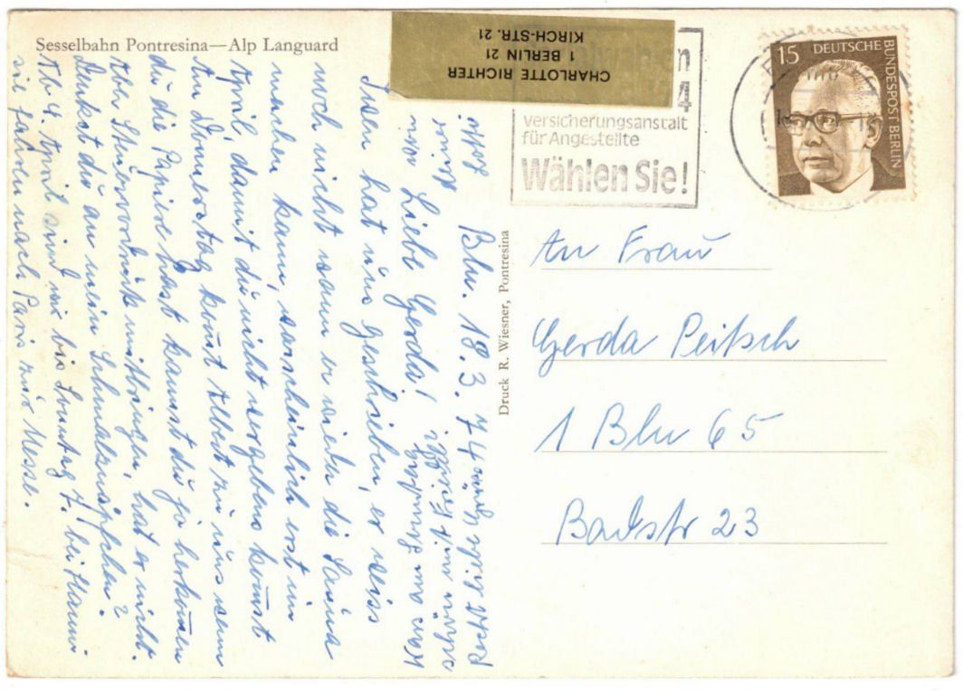 Cartoline postali: Pontresina - Sessellift Alp Languard – Usato da Binningen venduto da Mountainrider 1