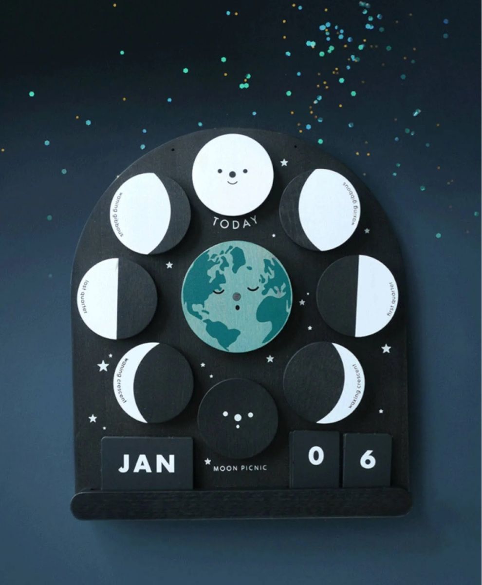 Calendari: Moon Picnic, Mondphasenkalender aus Holz – Nuovo (secondo la descrizione) da Erlenbach ZH venduto da Arti83