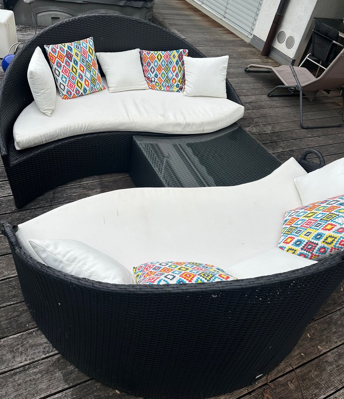 Tischset: Gartenlounge Set mit Tisch Kunstfaser schwarz Polyrattan – Gebraucht aus Elsau von ele_fmb7 4